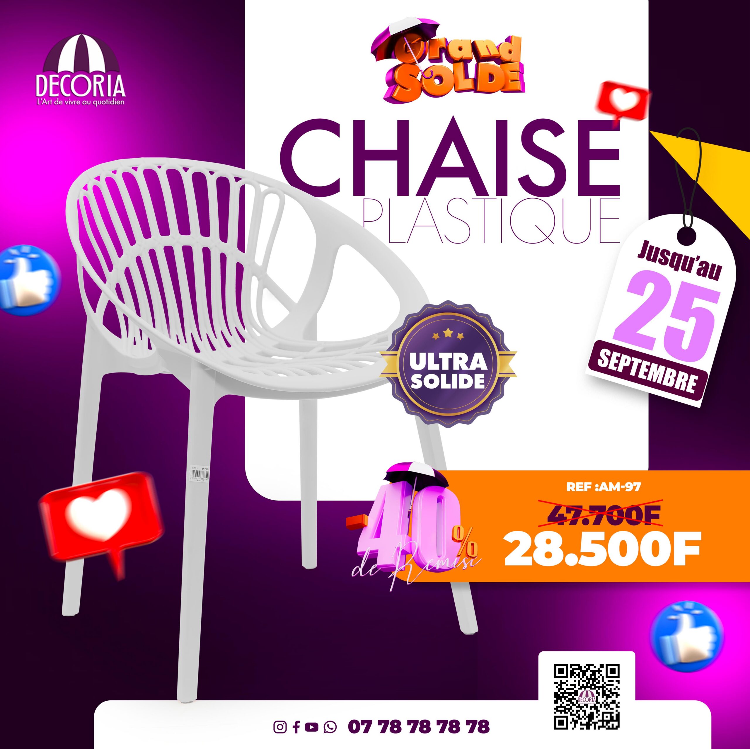 Chaise plastique ultra solide